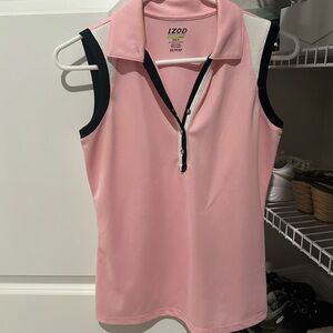 IZOD Pink and Black Sleeveless Polo Tank